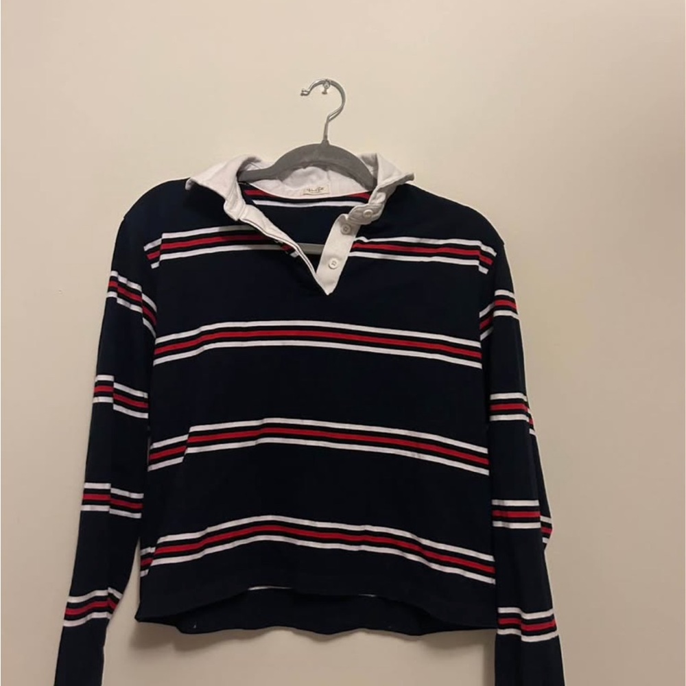 Brandy Striped Long Sleeve Polo Shirt